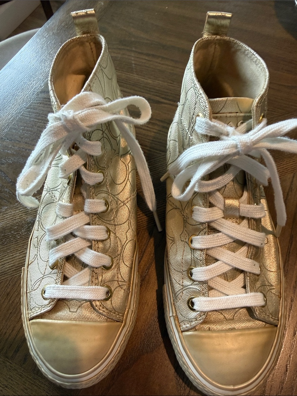 Coach Franca Gold Signature High-Top Sneakers Size 6B